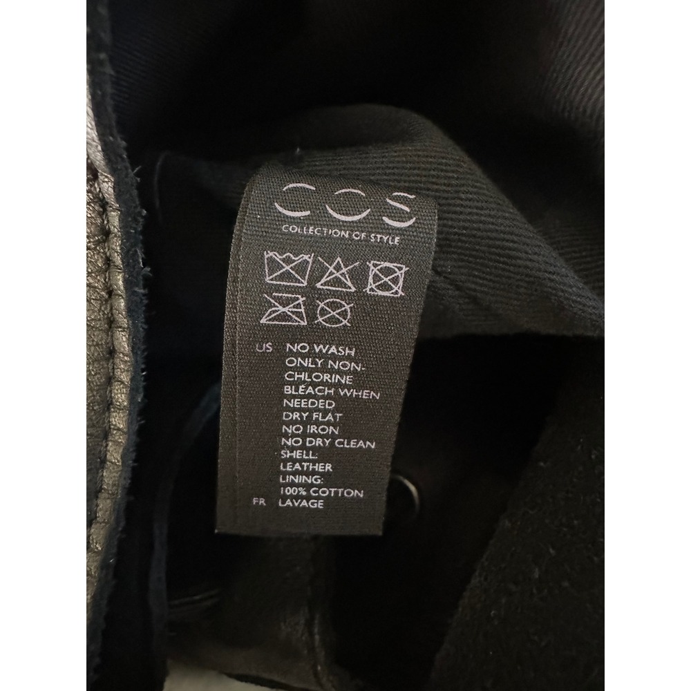 COS black leather unstructured drawstring backpack bag - Picture 10 of 11
